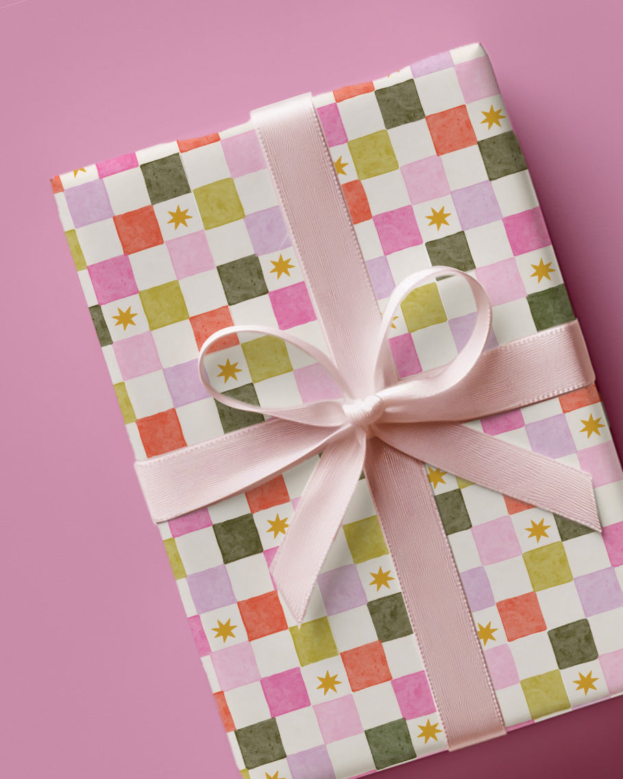Christmas Checkerboard Wrapping Paper Sheets