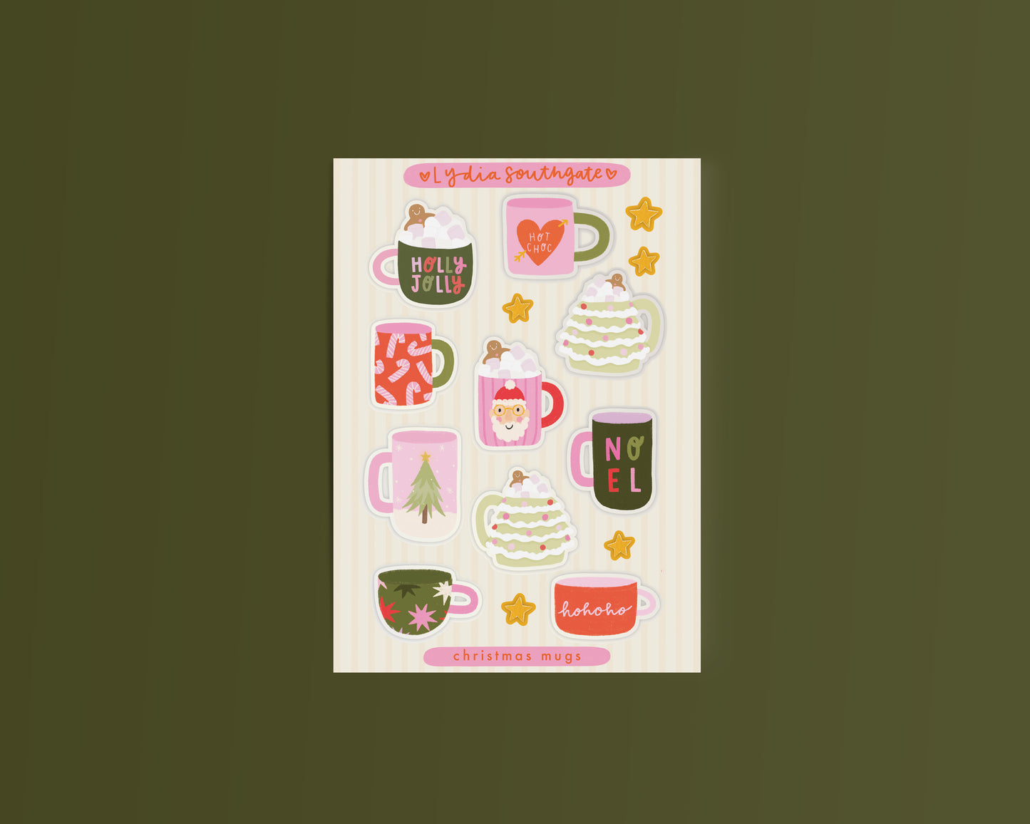 Christmas Mugs Mini Clear Vinyl Sticker Sheet