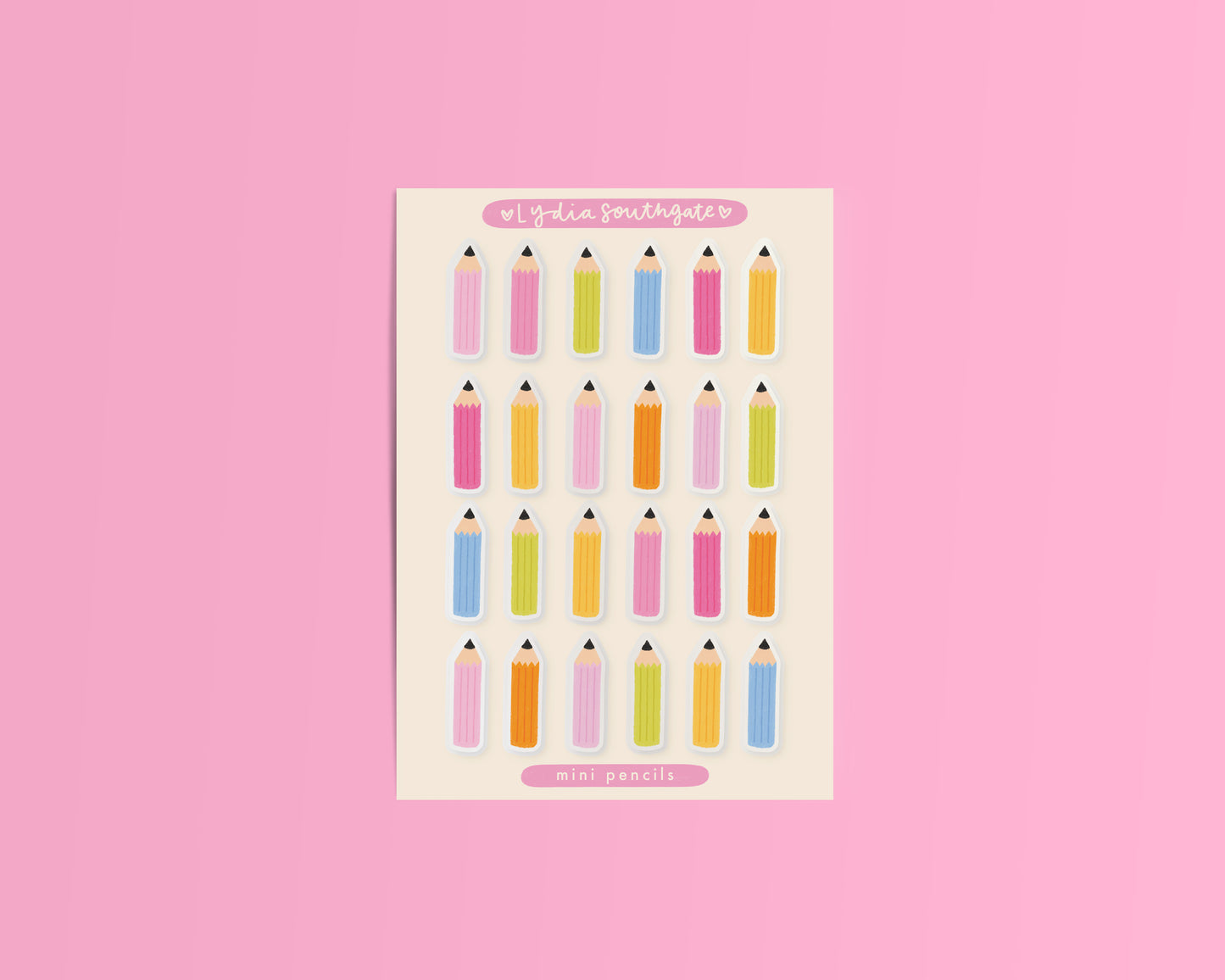 Pencils Mini Clear Vinyl Sticker Sheet