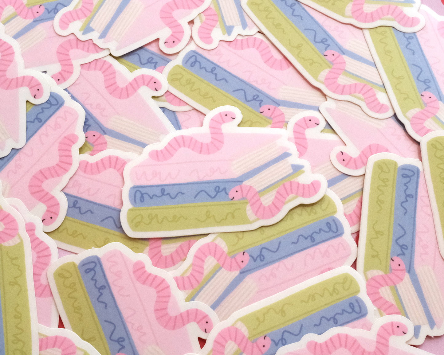 Books and Worms Vinyl Sticker