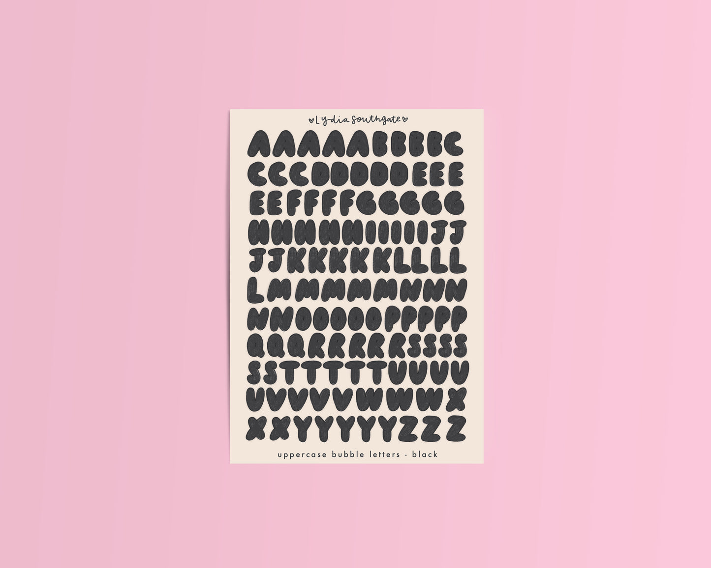 Bubble Letters Sticker Sheets (5 colour options)