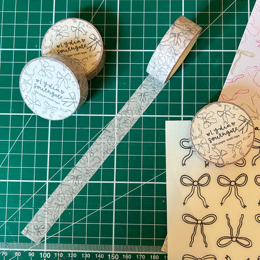 Black and White Inky Bows Washi Tape
