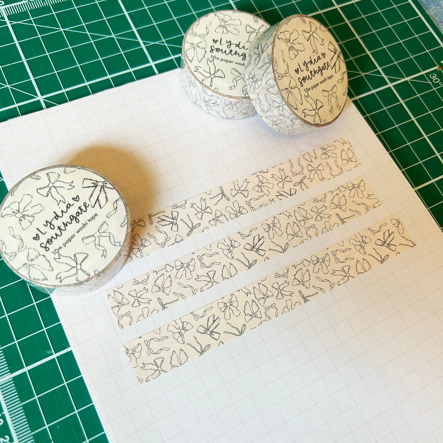 Black and White Inky Bows Washi Tape