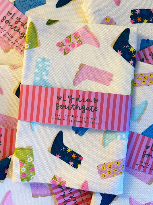 Cowboy Boots Printed Tea Towel