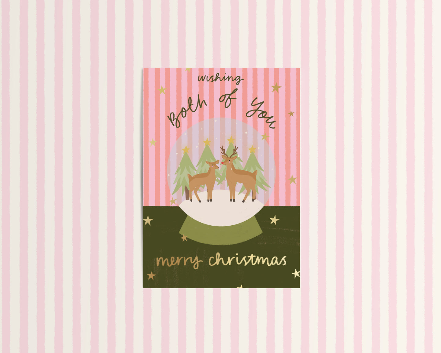 Merry Christmas to Both of You Snow Globe Card