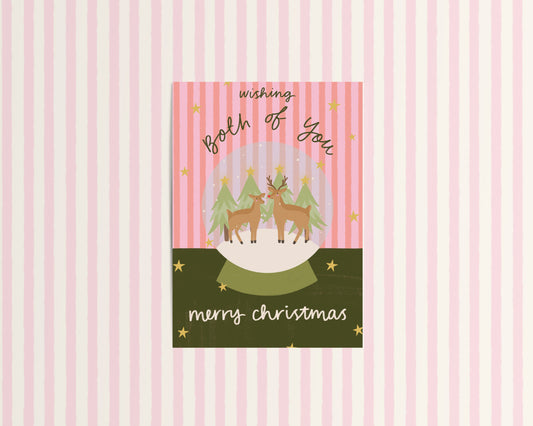 Merry Christmas to Both of You Snow Globe Card