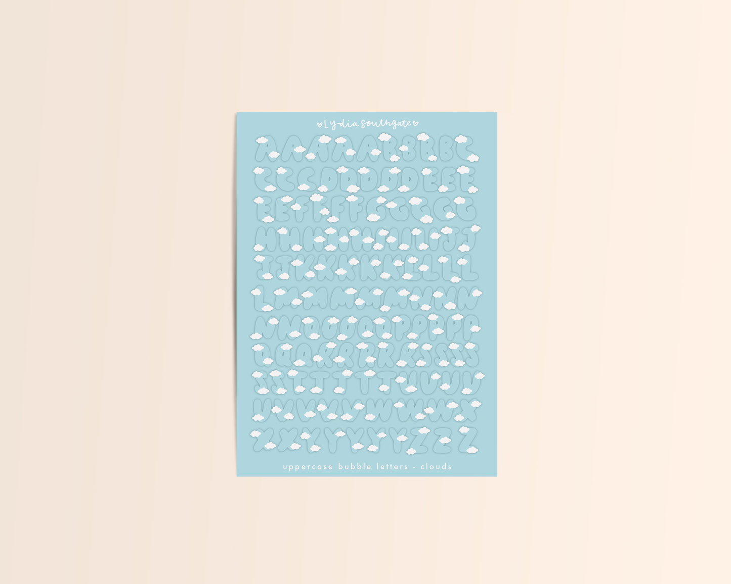 Illustrated Bubble Letters Sticker Sheets (5 pattern options)