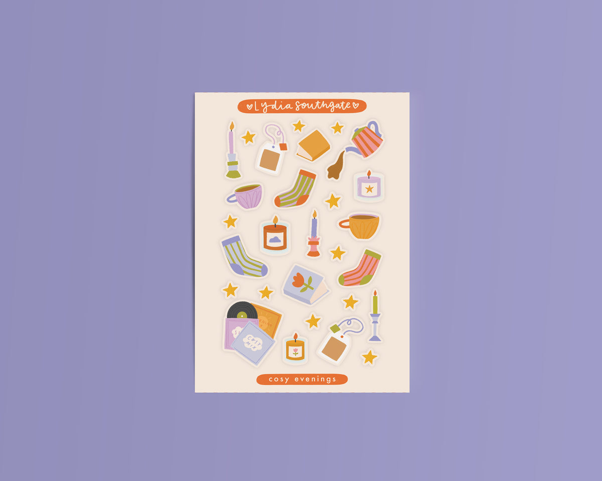 Cosy Evenings Mini Vinyl Sticker Sheet