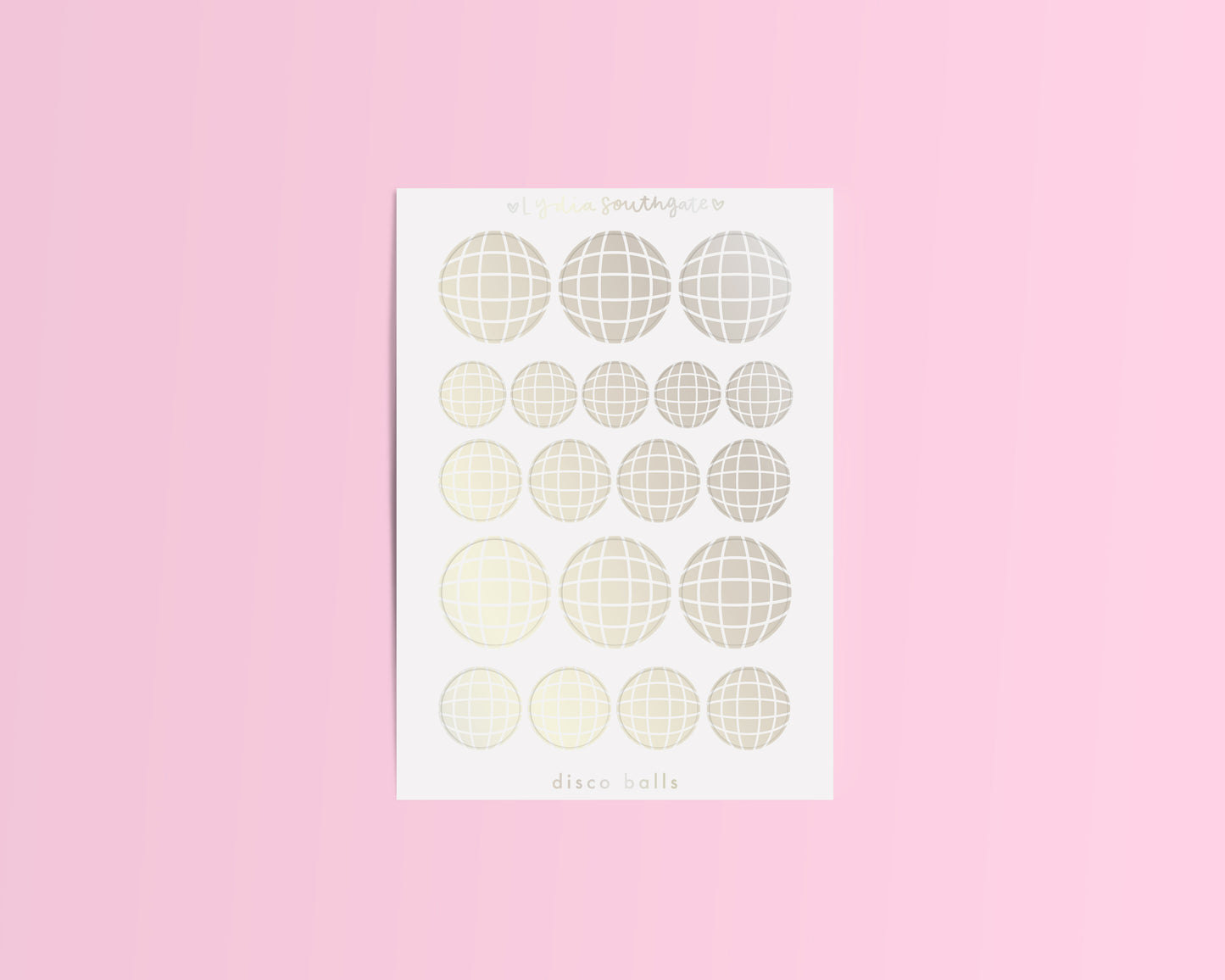 Silver Disco Balls Mini Sticker Sheet