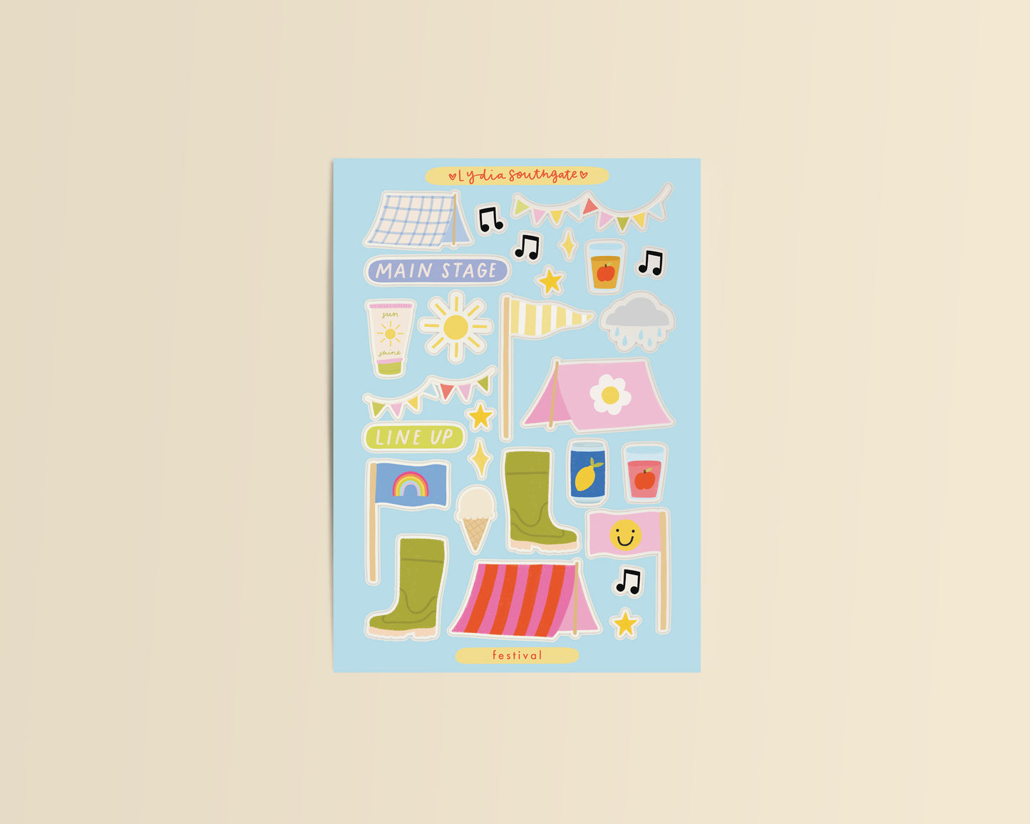 Festival Themed Clear Vinyl Sticker Sheet