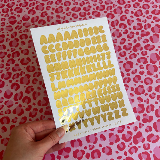 Metallic Bubble Letters Sticker Sheet