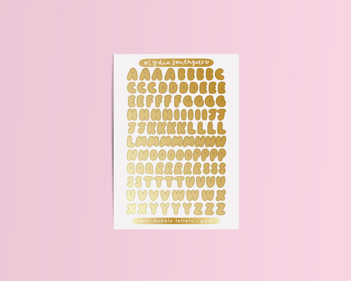 Metallic Mini Bubble Letters Sticker Sheet