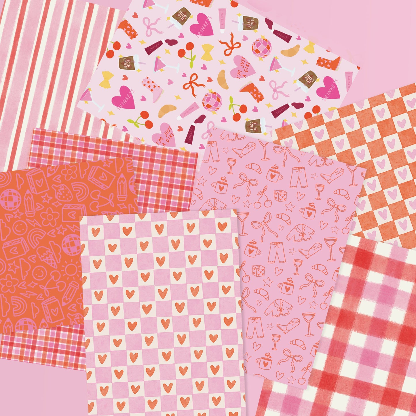 Red and Pink Deco Crafting Papers