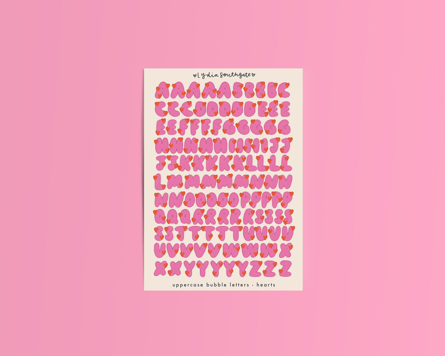 Illustrated Bubble Letters Sticker Sheets (5 pattern options)