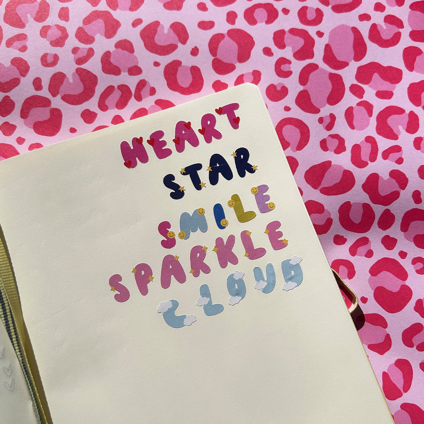 Illustrated Bubble Letters Sticker Sheets (5 pattern options)