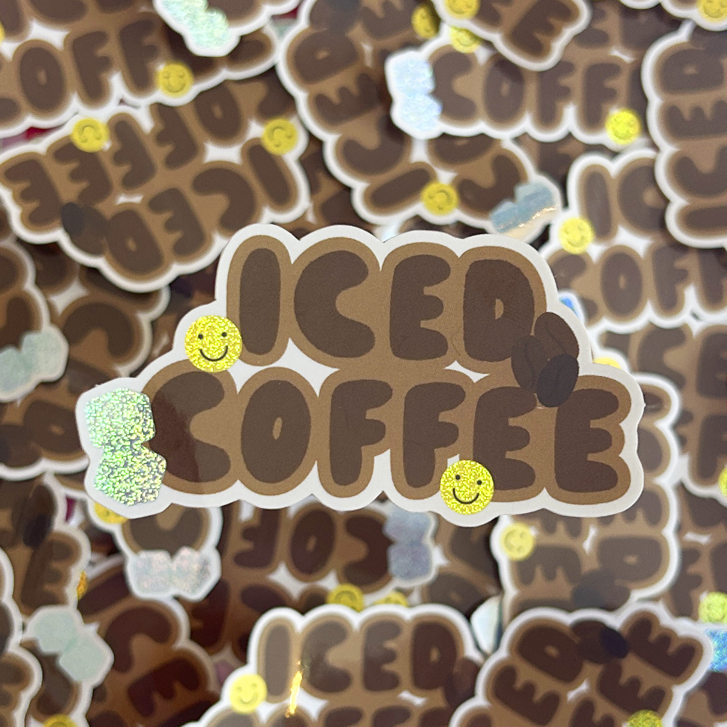 Iced Coffee Text Vinyl Sticker