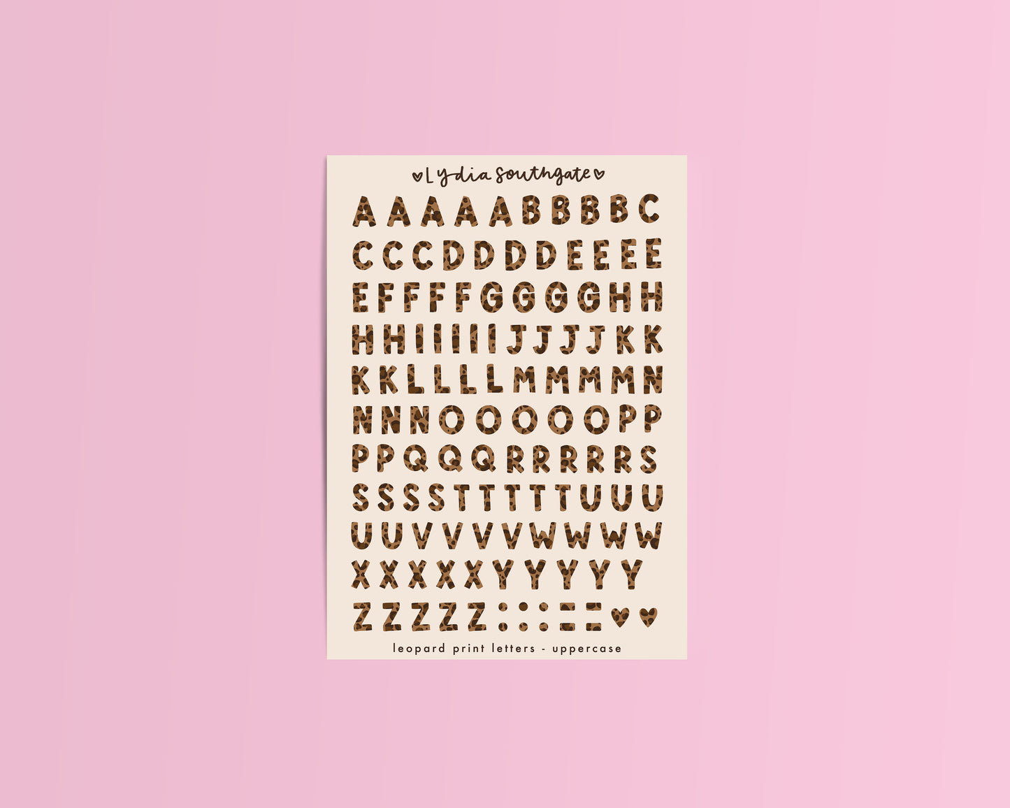 Uppercase Leopard Print Letters Sticker Sheet
