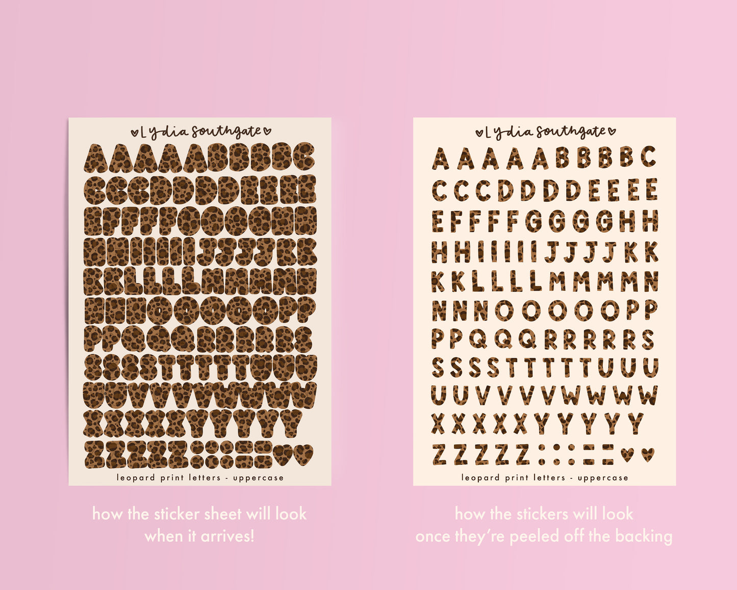 Uppercase Leopard Print Letters Sticker Sheet