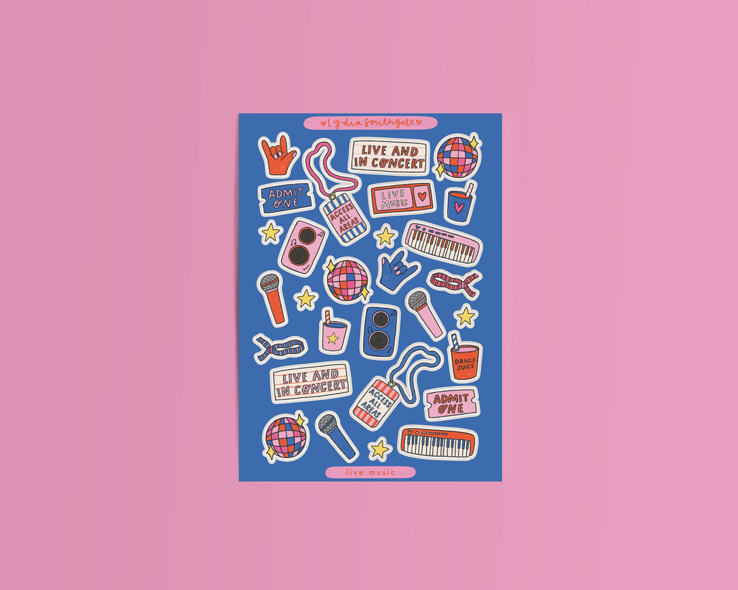Concert Themed Clear Vinyl Sticker Sheet