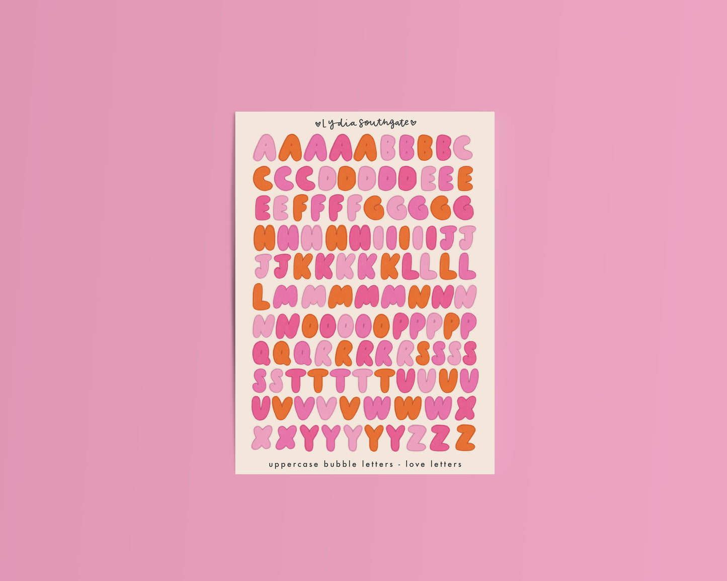 Bubble Letters Sticker Sheets (5 colour options)