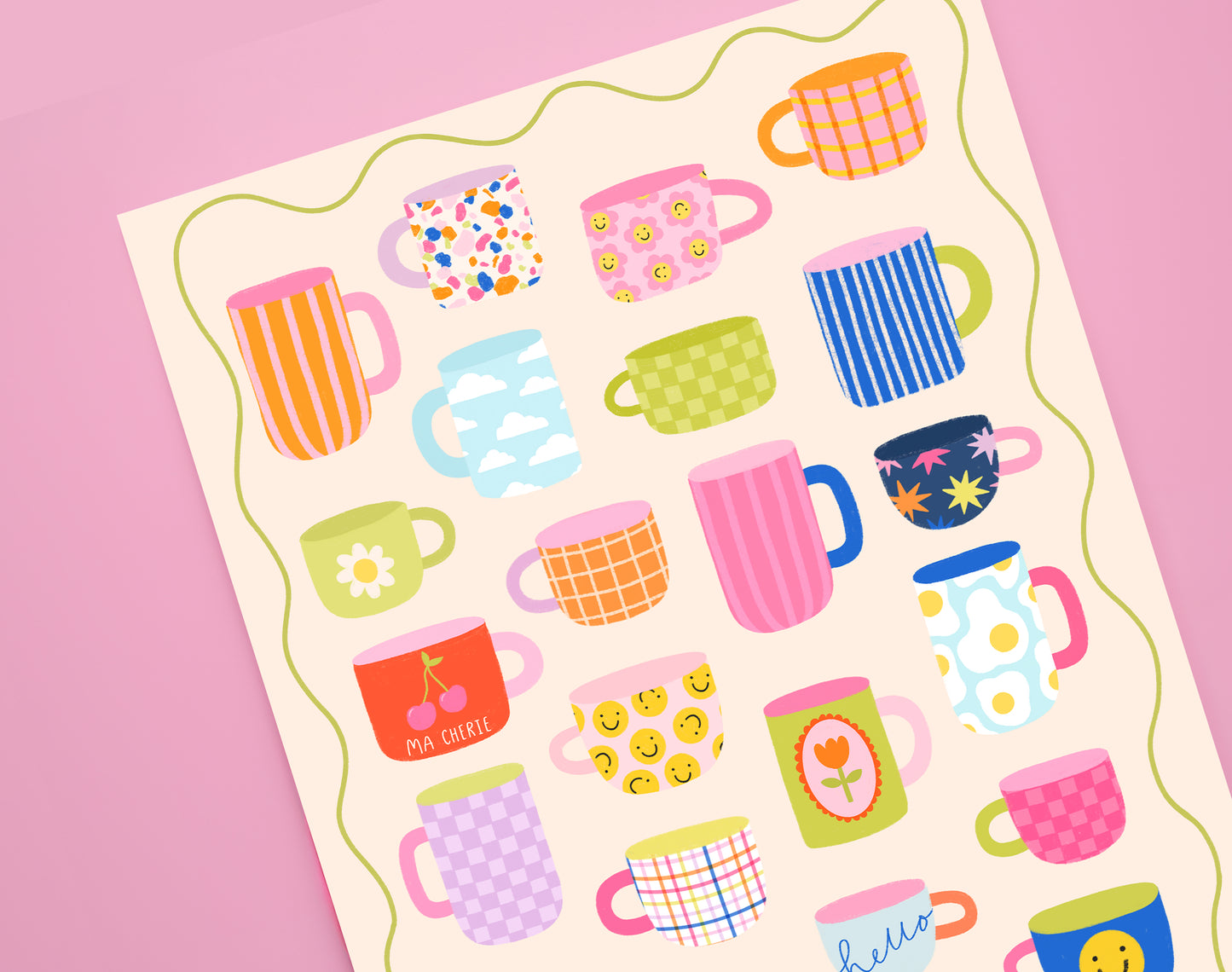 Mugs Printed Tea Towel