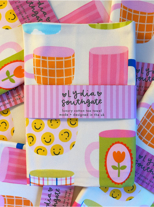 Mugs Printed Tea Towel