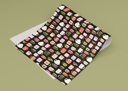 Christmas Mugs Wrapping Paper Sheets