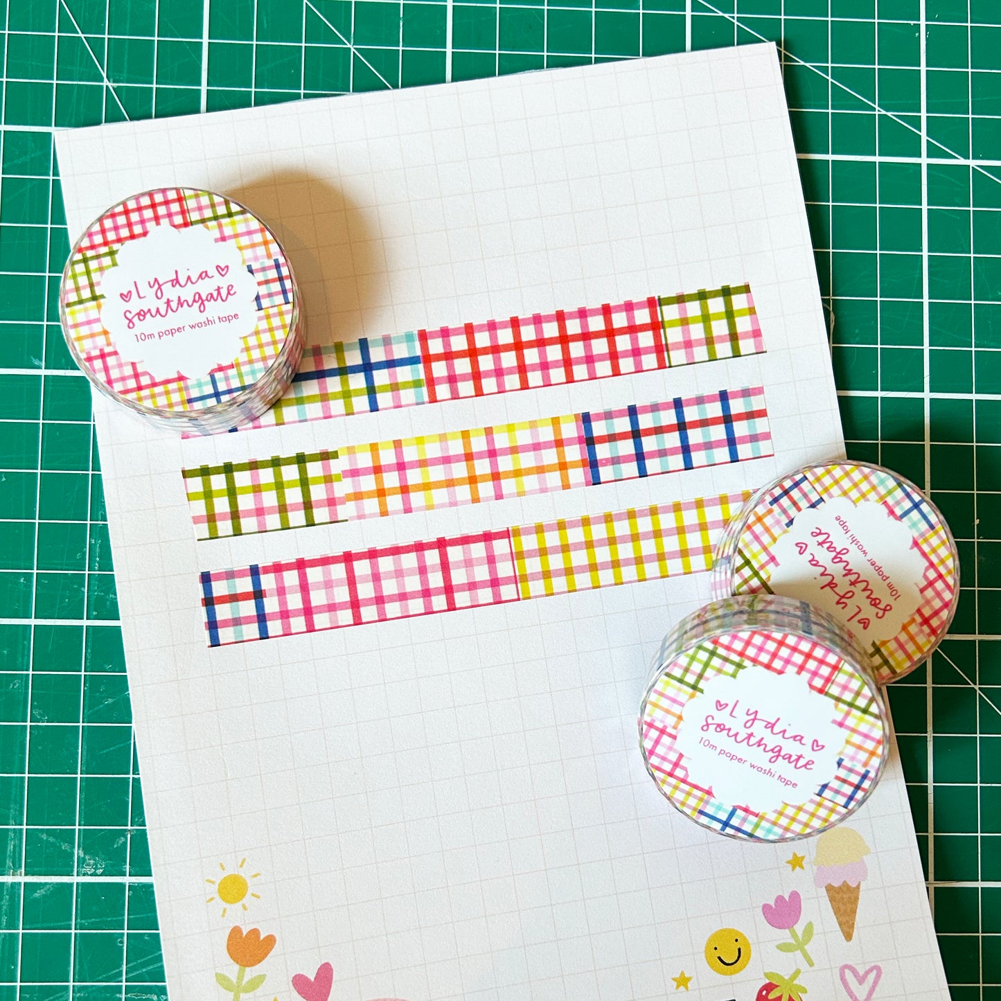 Multi Section Multicoloured Gingham Washi Tape
