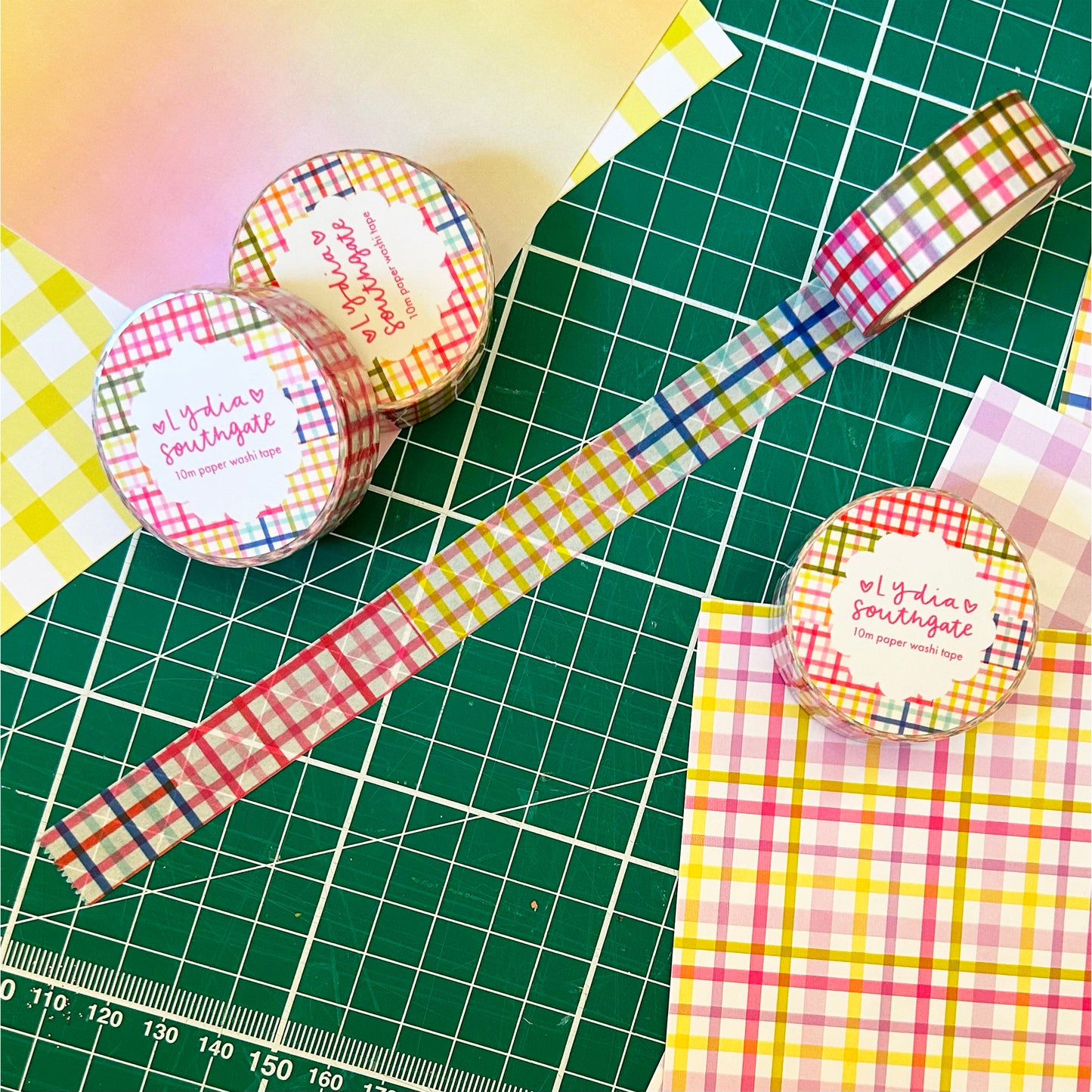 Multi Section Multicoloured Gingham Washi Tape