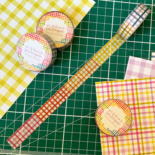 Multi Section Rainbow Gingham Washi Tape