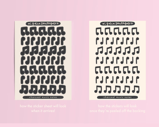 Charcoal Music Notes Mini Sticker Sheet