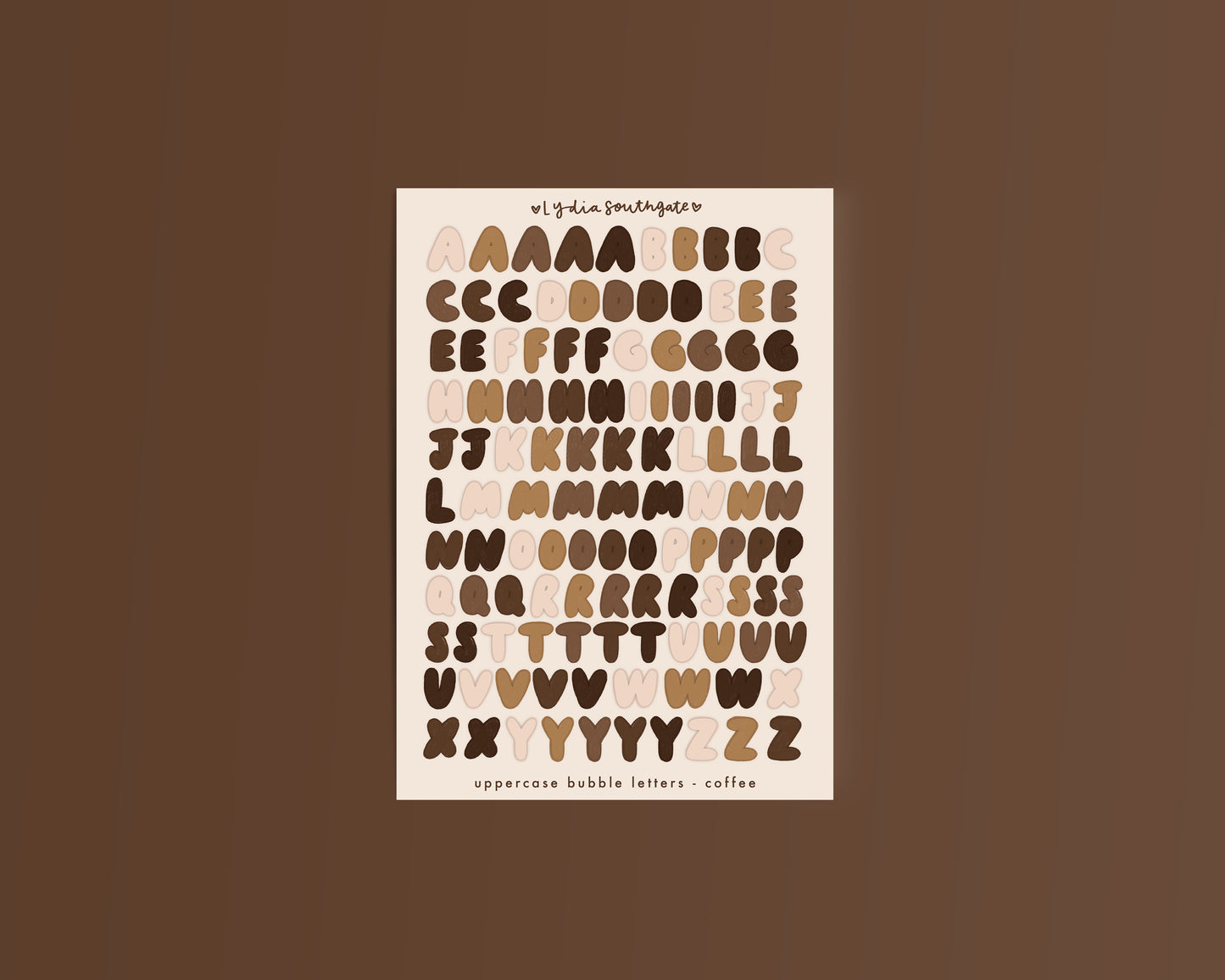 Bubble Letters Sticker Sheets (5 colour options)