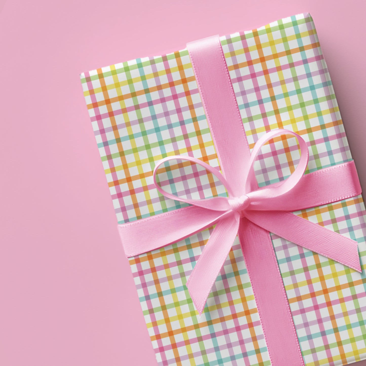 Rainbow Gingham Print Wrapping Paper Sheets