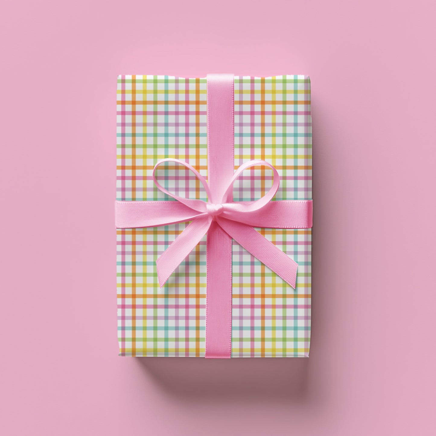 Rainbow Gingham Print Wrapping Paper Sheets