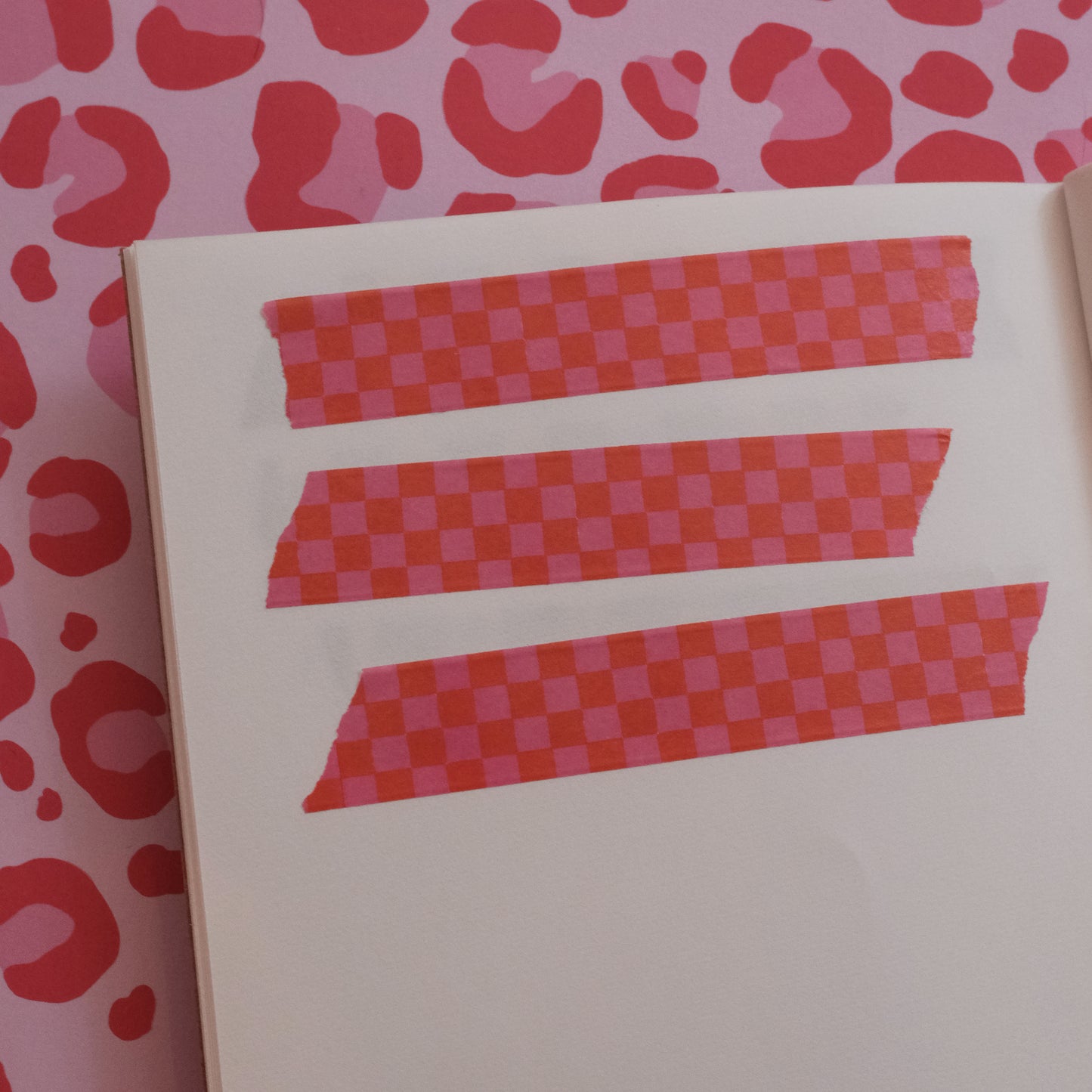 Pink and Red Painted Checkerboard Washi Tape