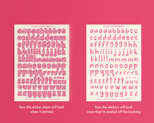 Lowercase Pink Panther Print Letters Sticker Sheet