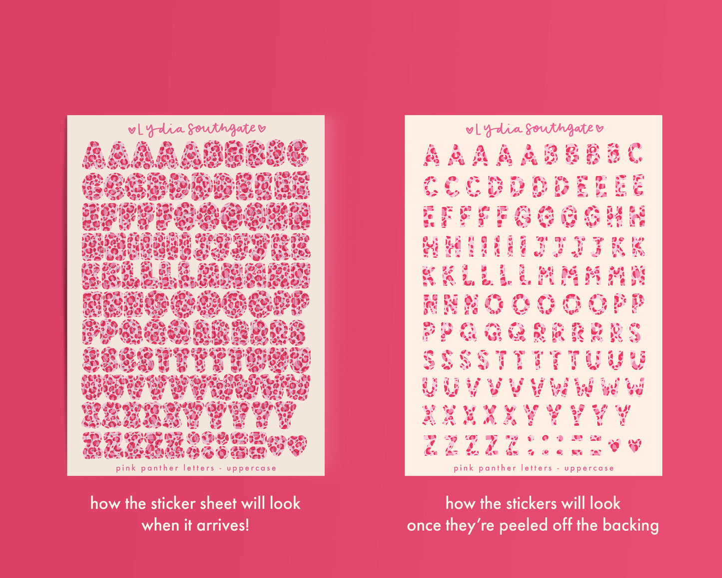 Uppercase Pink Panther Print Letters Sticker Sheet