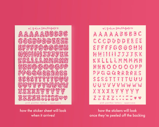 Uppercase Pink Panther Print Letters Sticker Sheet