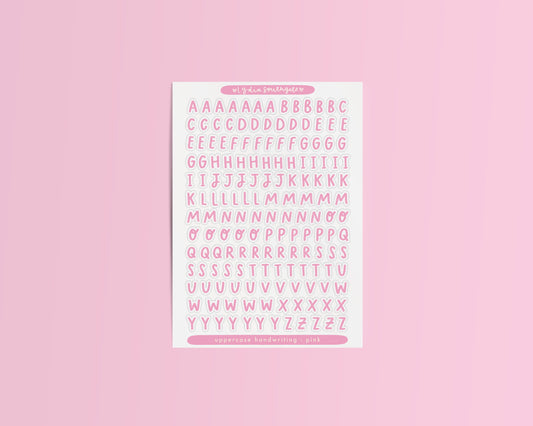 Uppercase Handwriting Clear Vinyl Sticker Sheet (2 Colours)