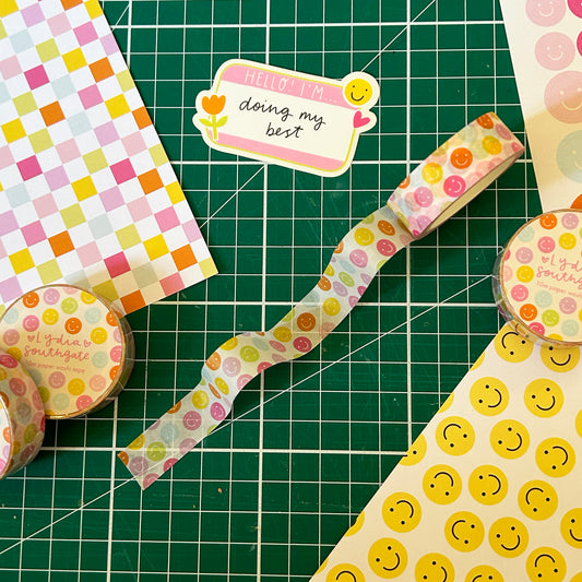 Multicoloured Smile Faces Washi Tape