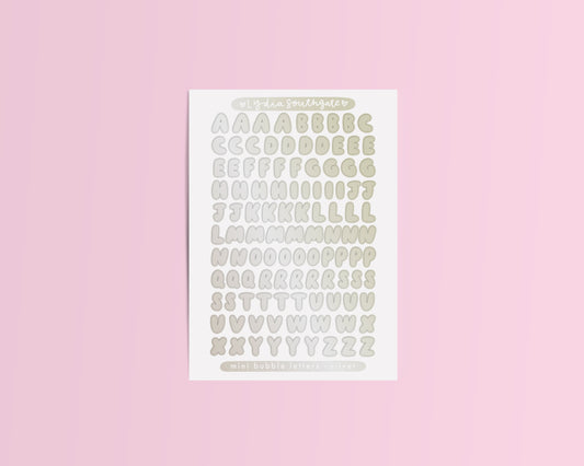 Metallic Mini Bubble Letters Sticker Sheet