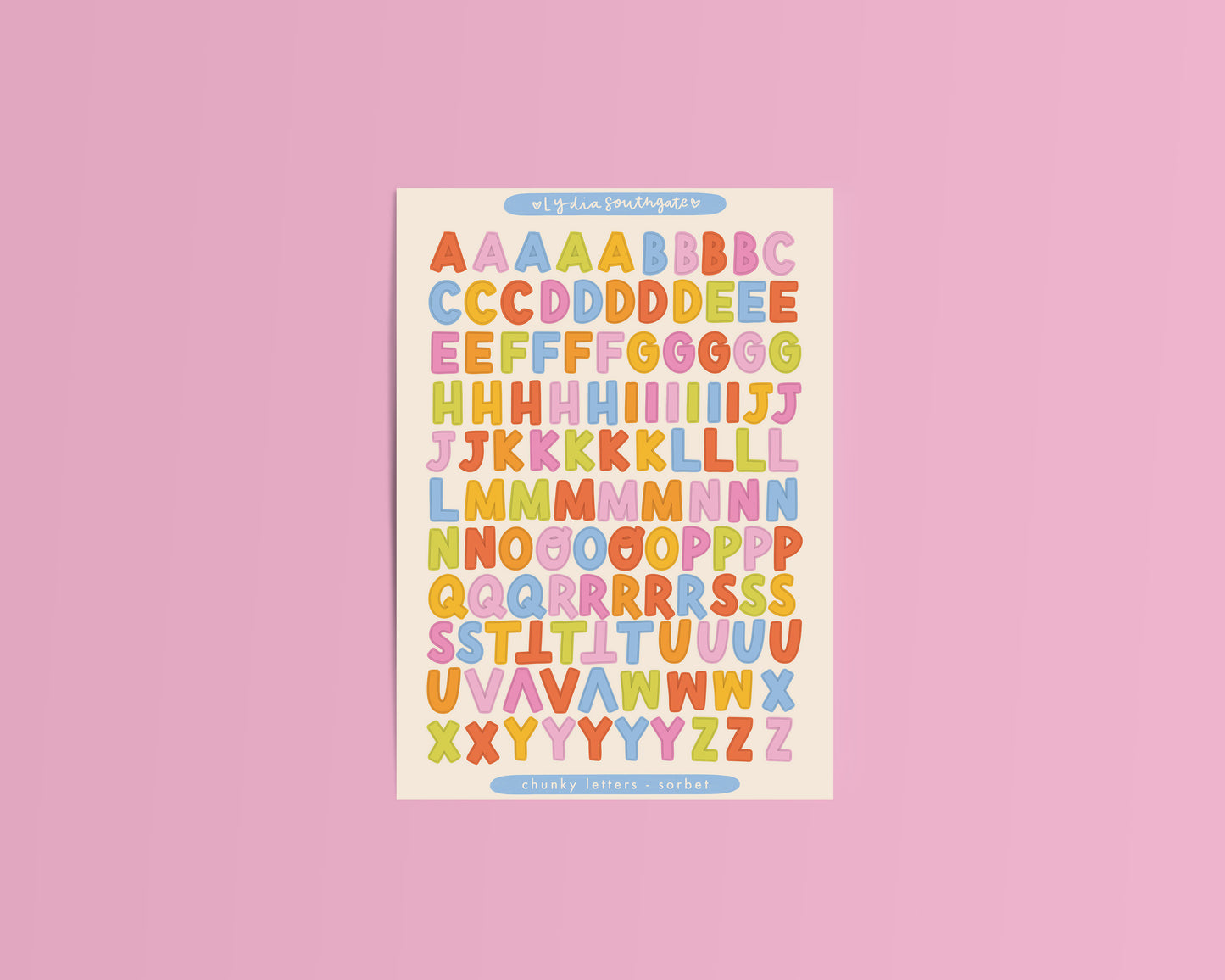 Sorbet Chunky Letters Sticker Sheet