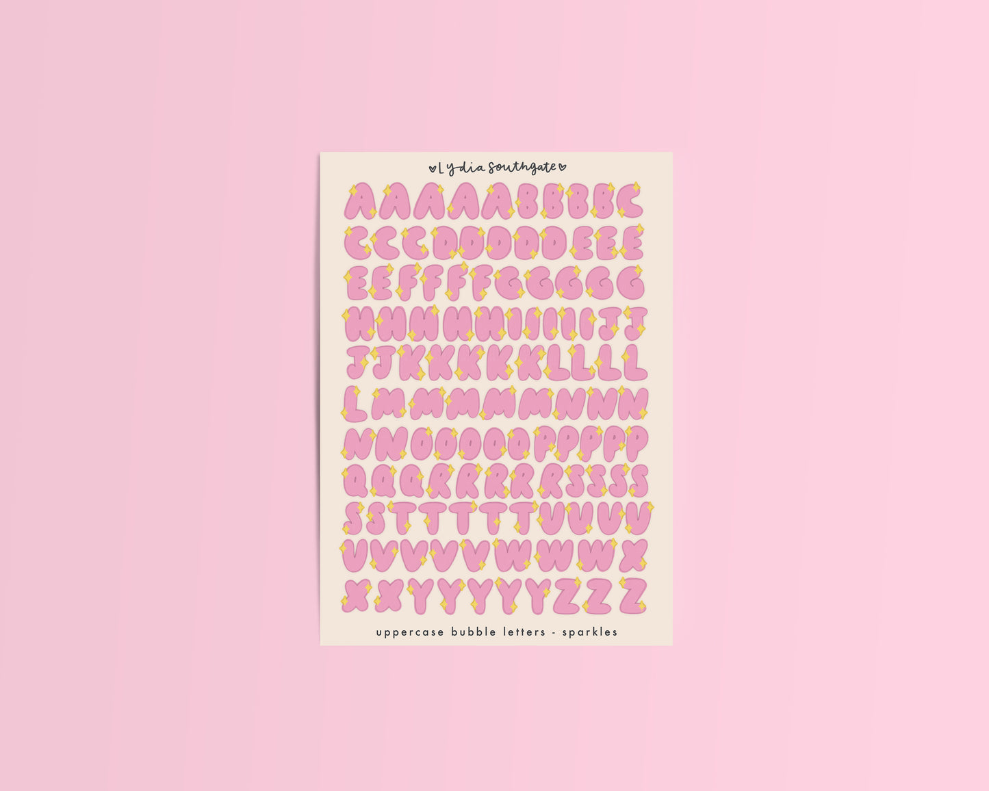 Illustrated Bubble Letters Sticker Sheets (5 pattern options)