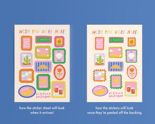 Wish You Were Here Sticker Sheet