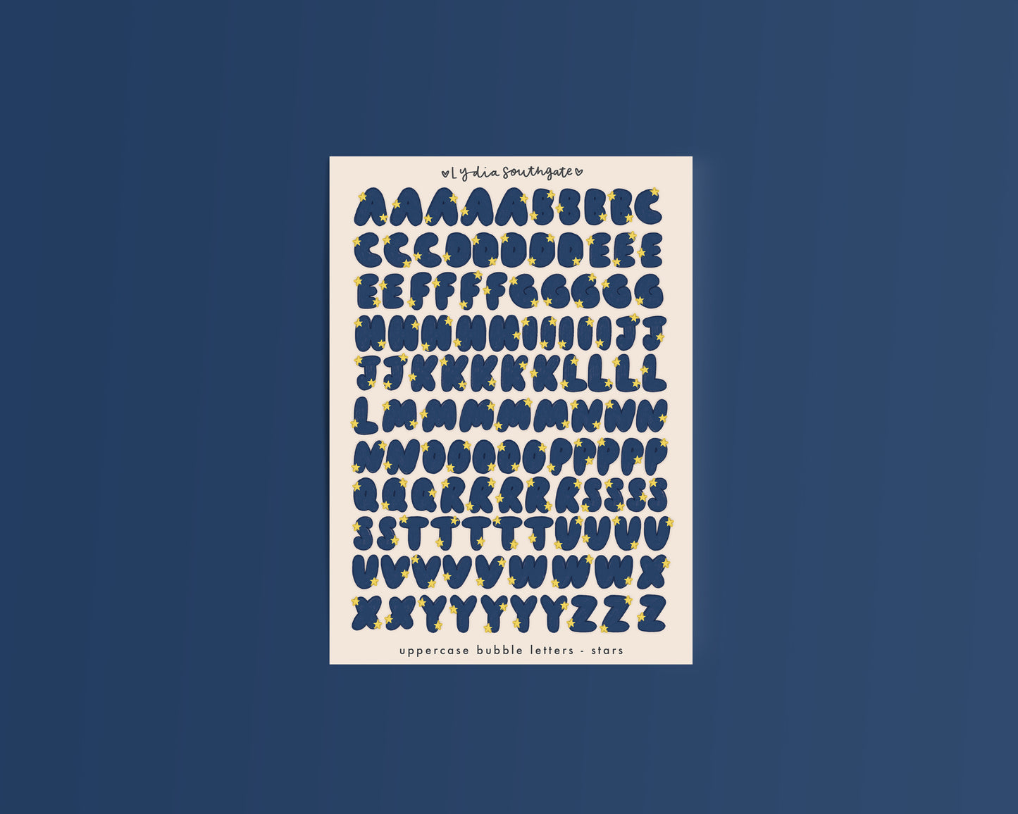 Illustrated Bubble Letters Sticker Sheets (5 pattern options)