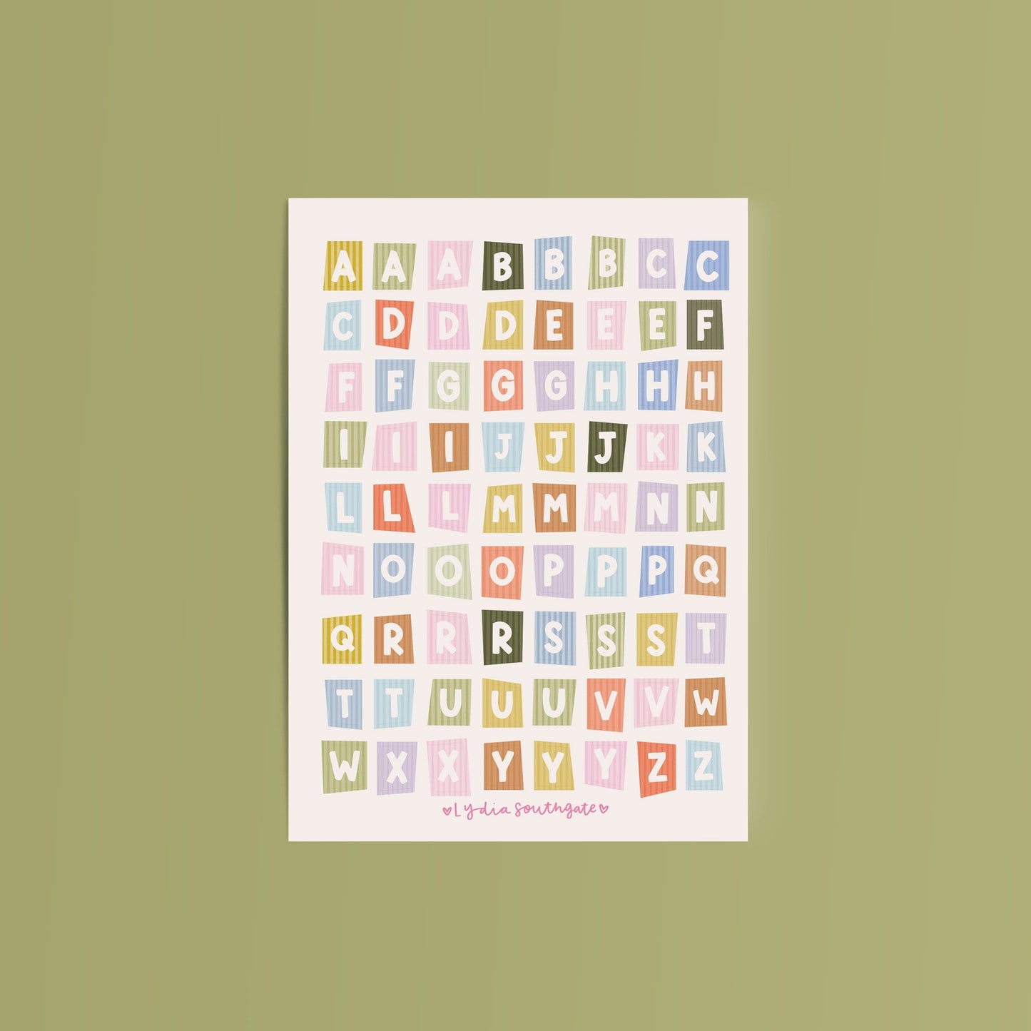 Stripe Letters Sticker Sheet