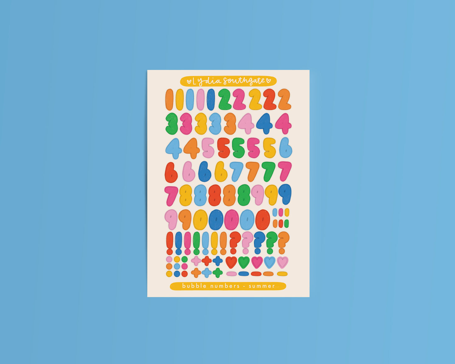 Bubble Numbers Sticker Sheet (6 colours)