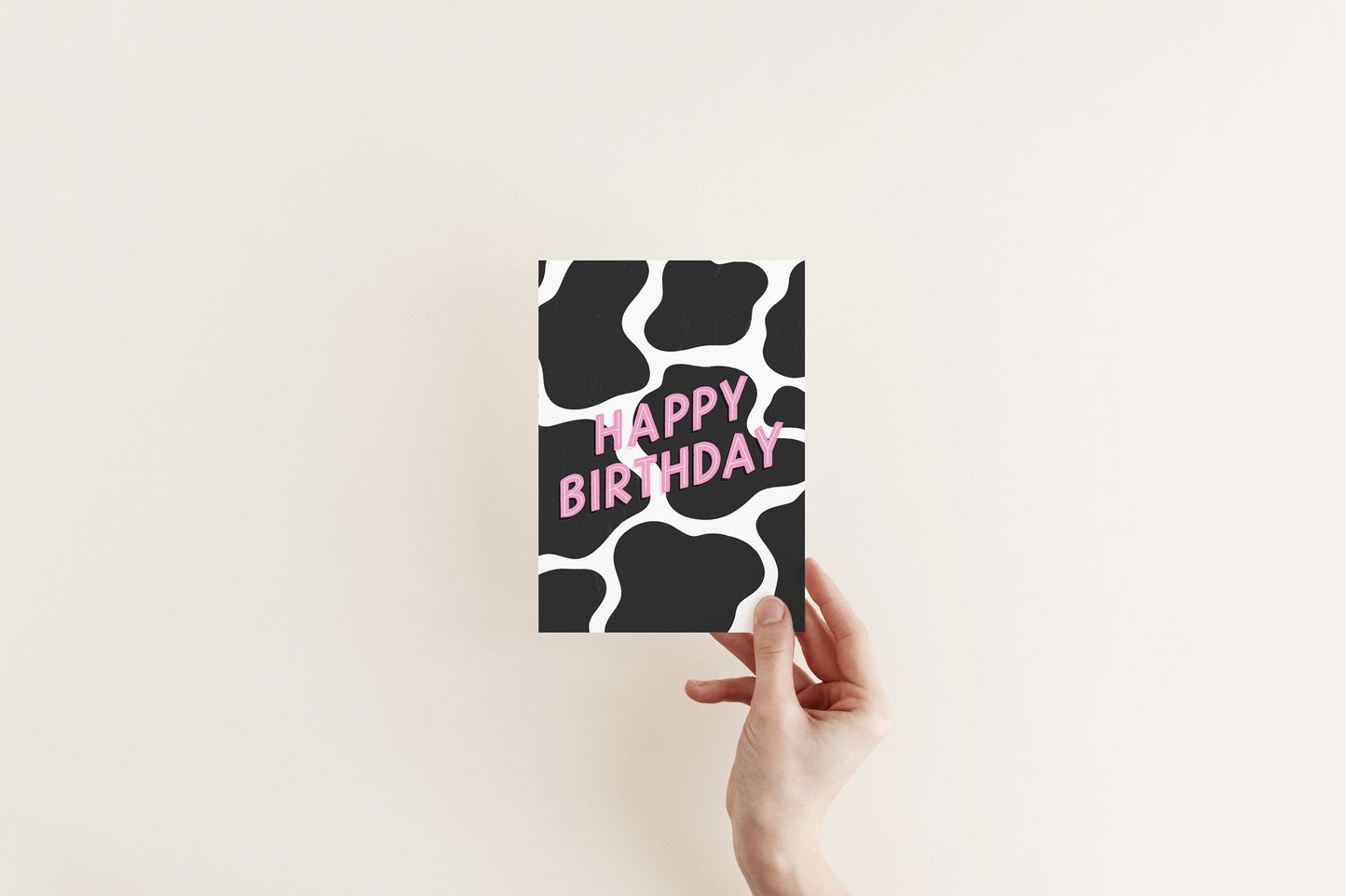 Happy Birthday Cow Print Card
