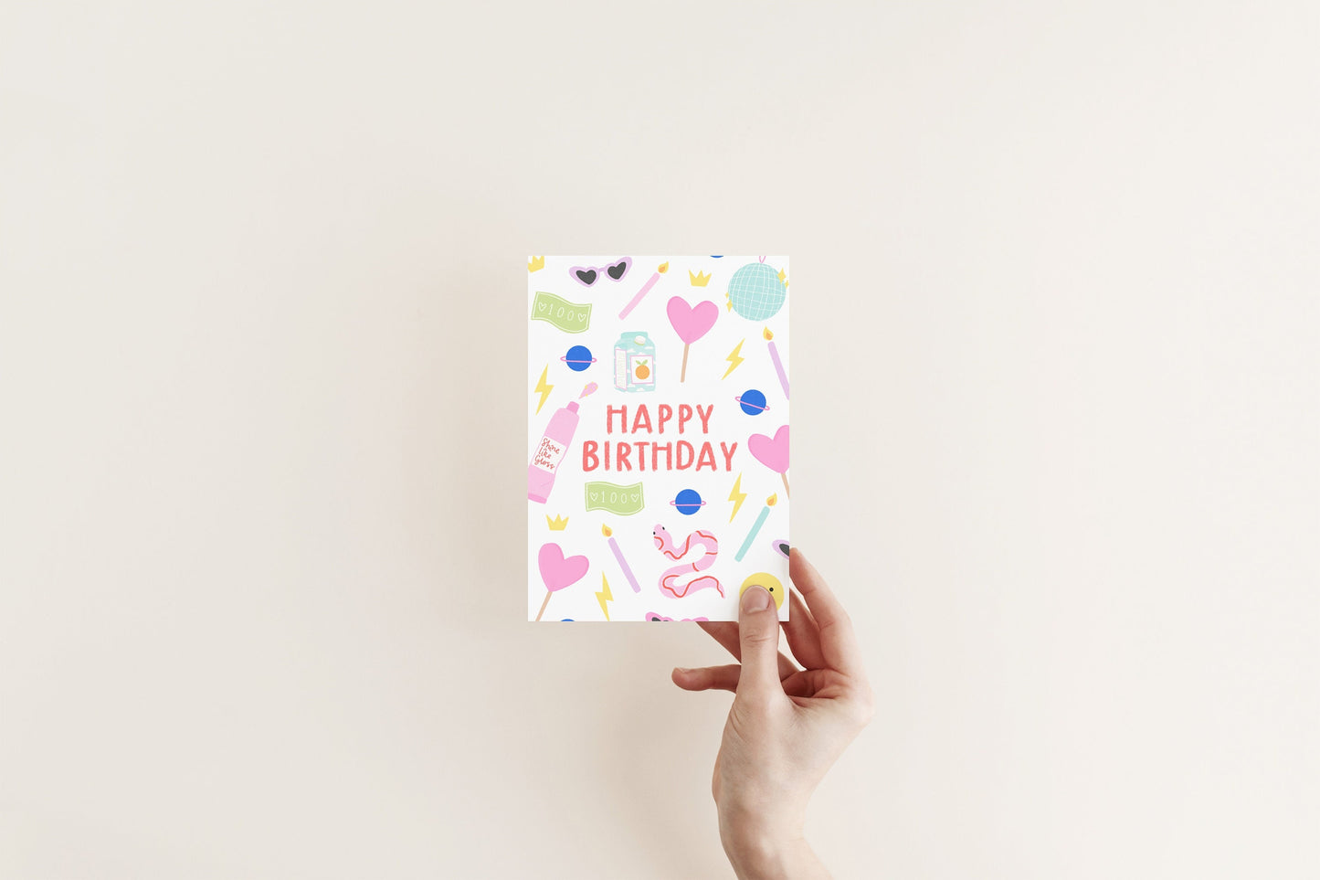 Happy Birthday Card Cute Icons