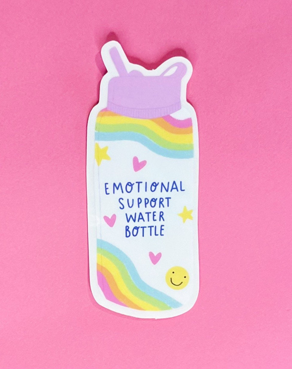 Emotional Support Water Bottle Clear Vinyl Sticker